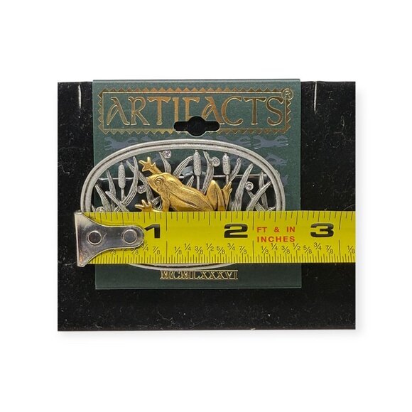 Vintage Artifacts Frog Brooch Pin Silver & Gold Tone Oval Design 3"x 2" - Picture 4 of 6